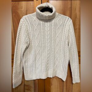 Cream cable knit cotton chunky pullover sweater